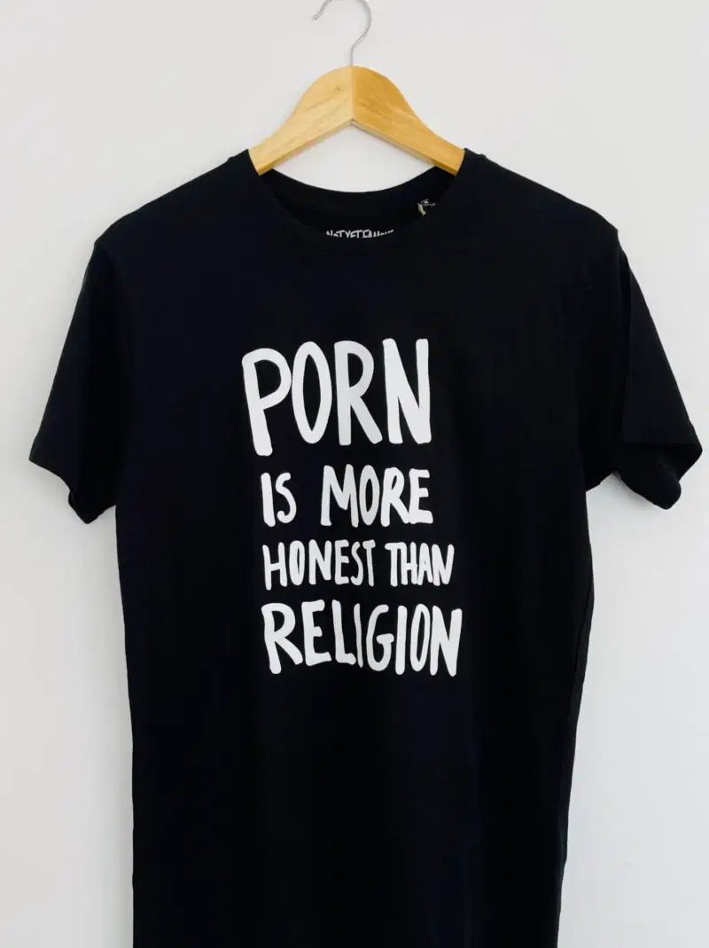 Men's t-shirt "Porn is more honest than religion" - Black