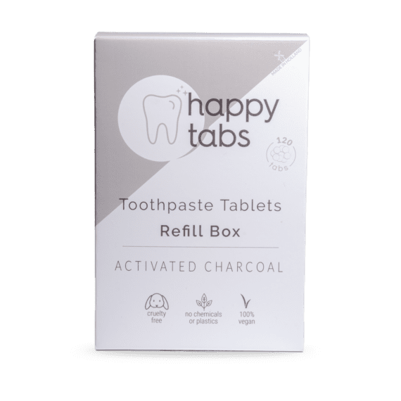 Happy Tabs οδοντόκρεμα σε ταμπλέτες Mint Charcoal (χωρίς φθόριο) Refill 160 tabs
